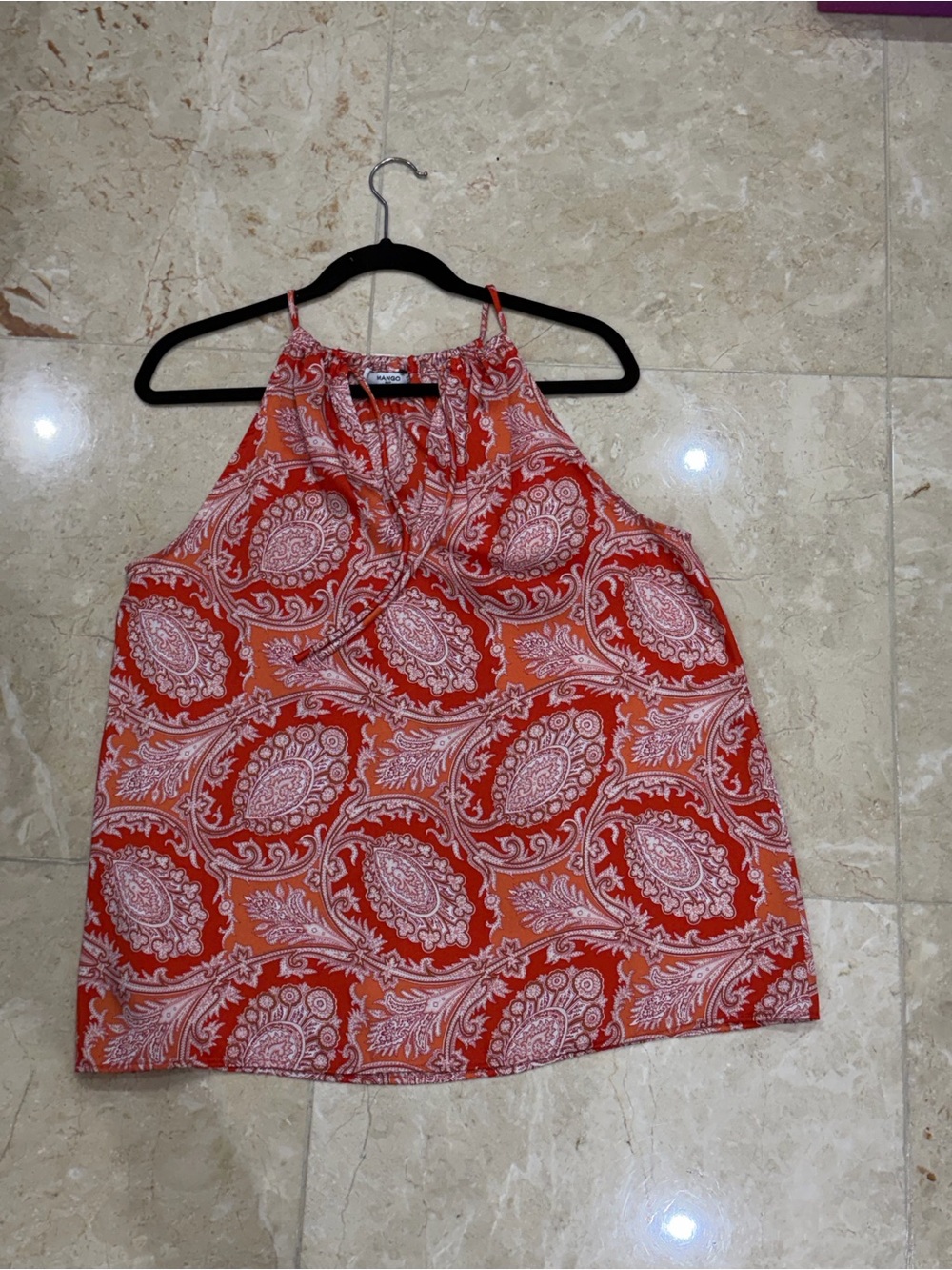 Women’s Red Paisley Halter Tank Top - MANGO